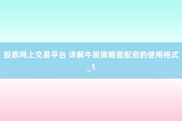 股票网上交易平台 详解牛股策略盈配资的使用格式_1