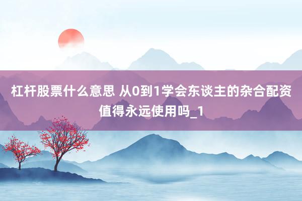 杠杆股票什么意思 从0到1学会东谈主的杂合配资值得永远使用吗_1